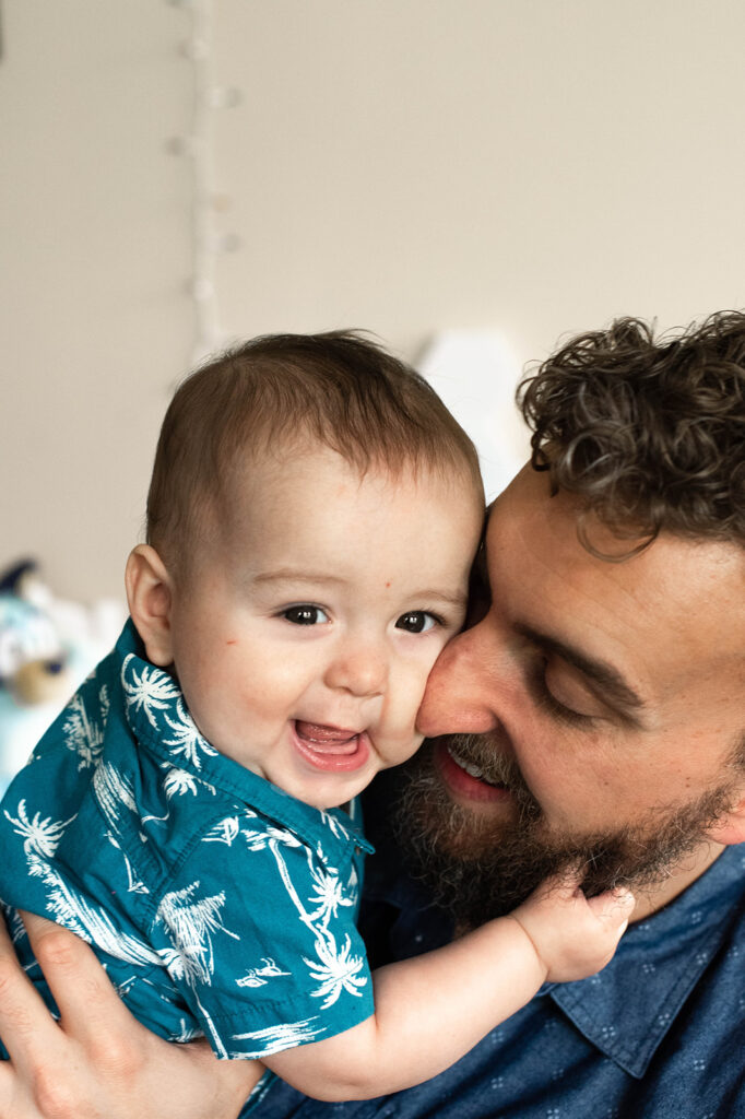 a baby and his dad during a Chicago family photography session